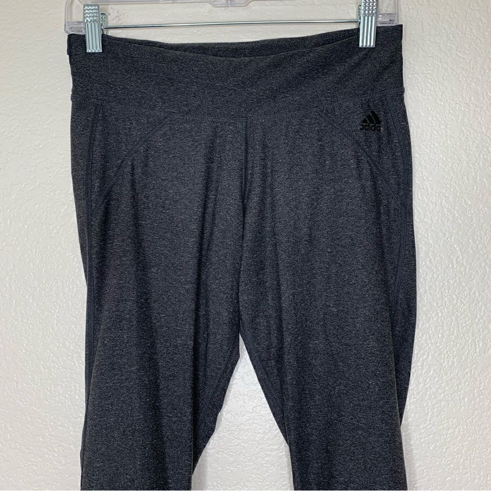 Adidas Climalite Gray Mesh Hem Cropped Leggings - Picture 2 of 12